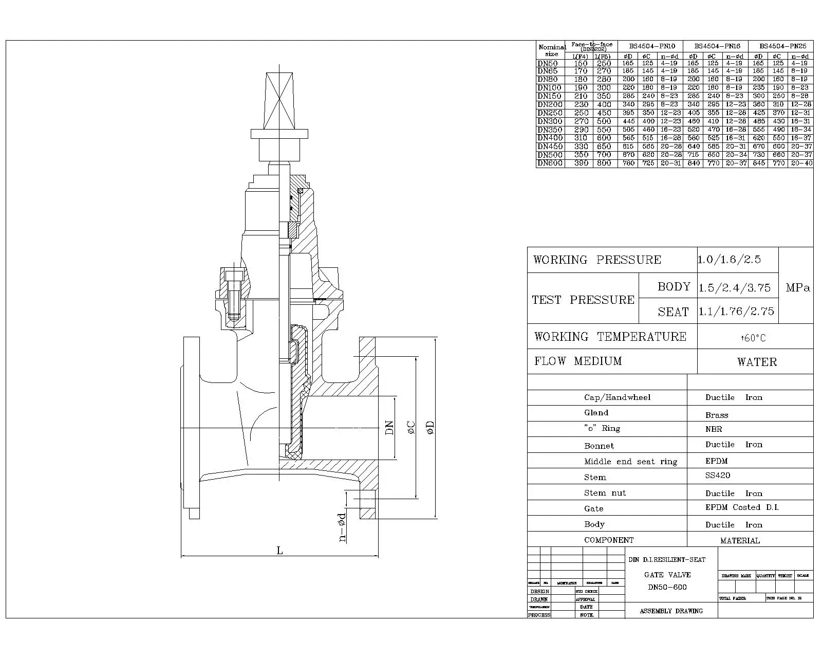 DIN gate valve drawing 1