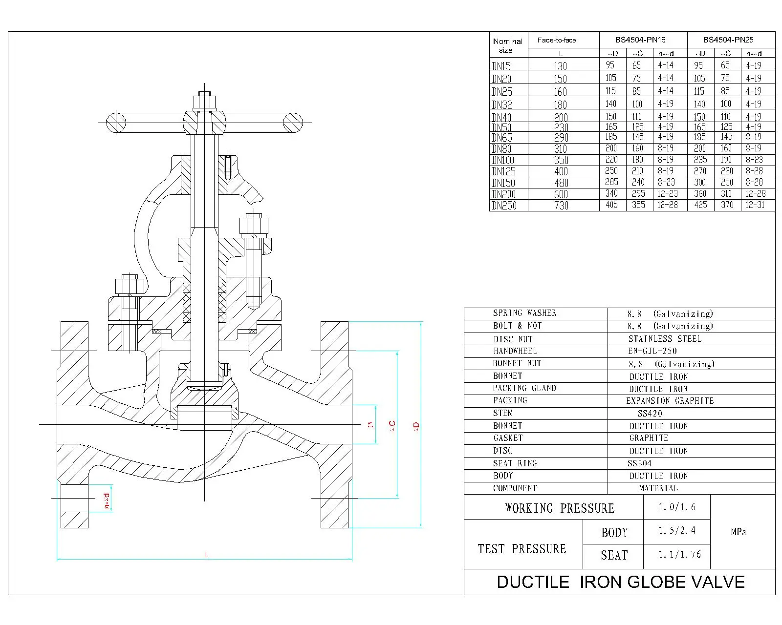DIN globe valve drawing