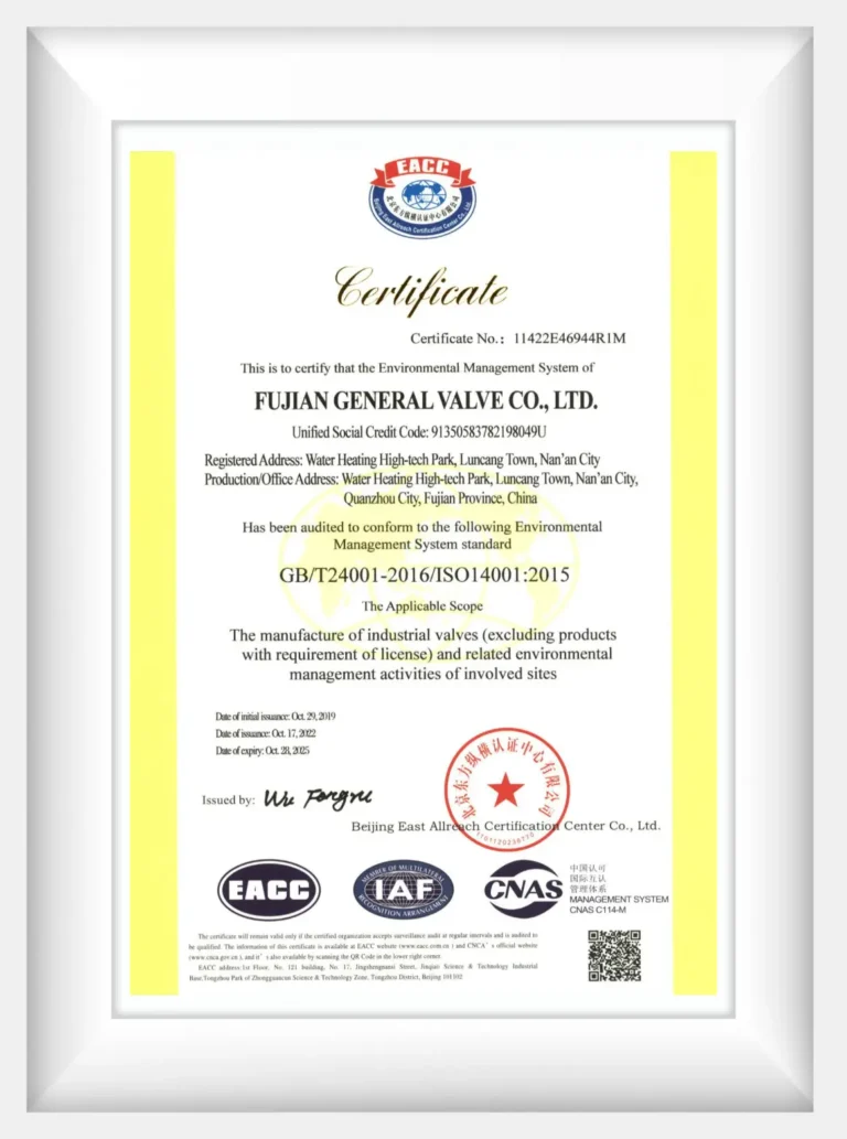 ISO 14000 certificate 2022