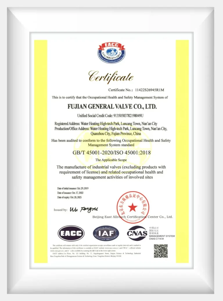ISO 45001 certificate 2022