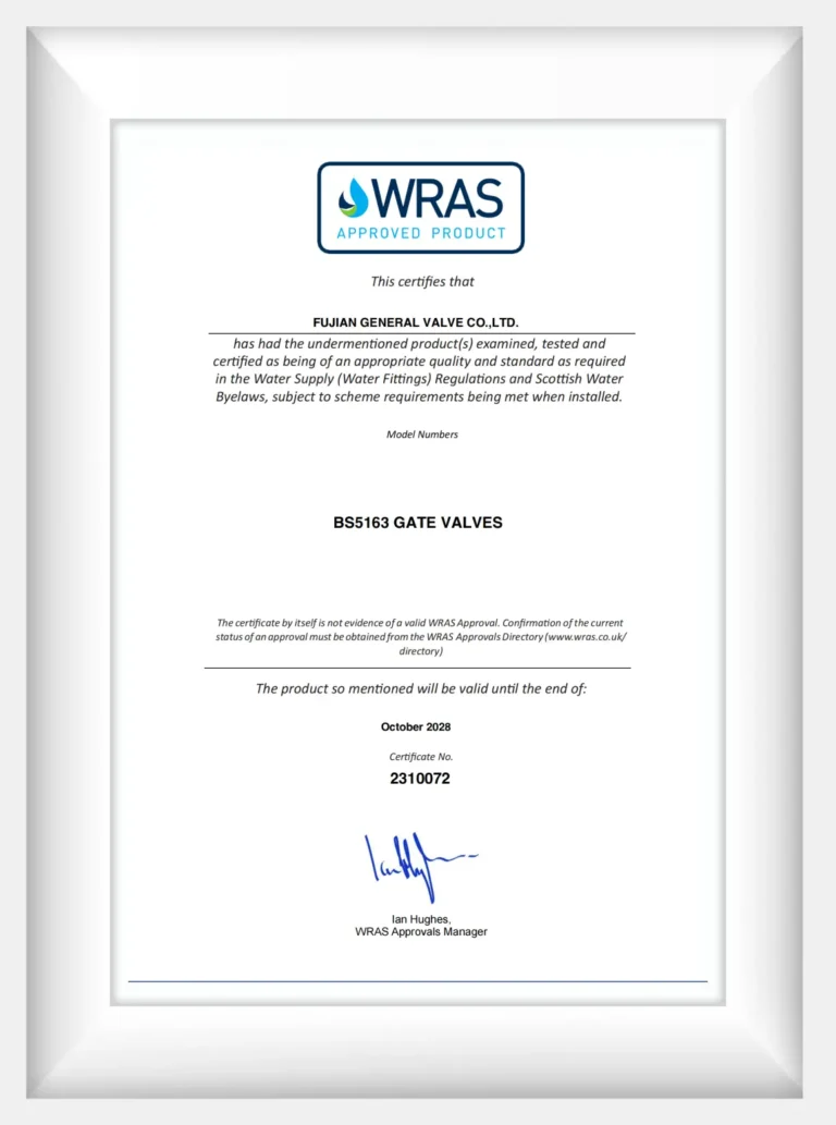 WRAS certificate