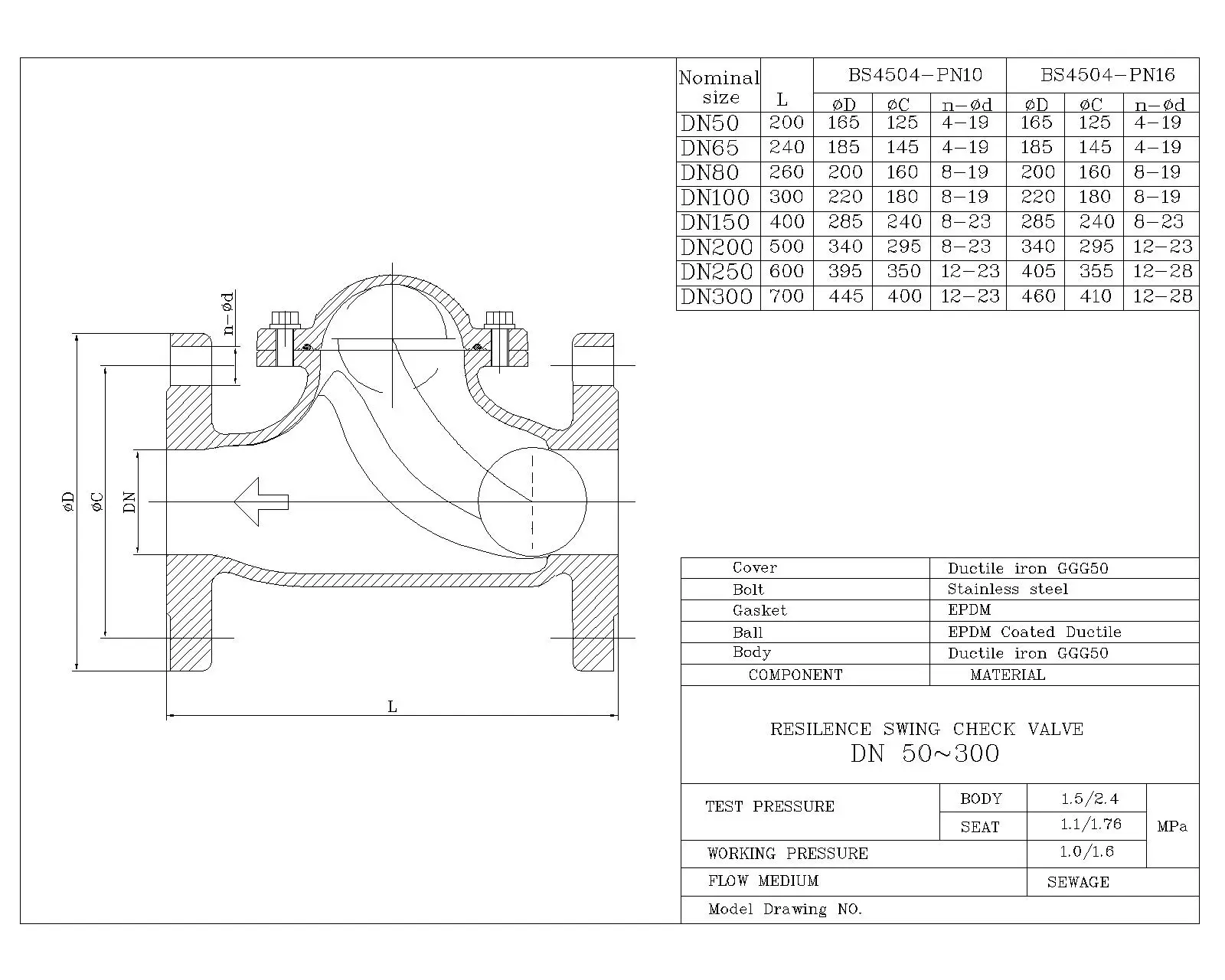 ball check valve drawing