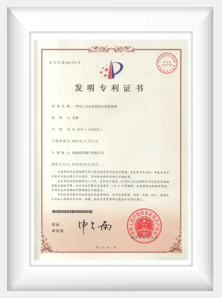 invention patent non clog gate valve