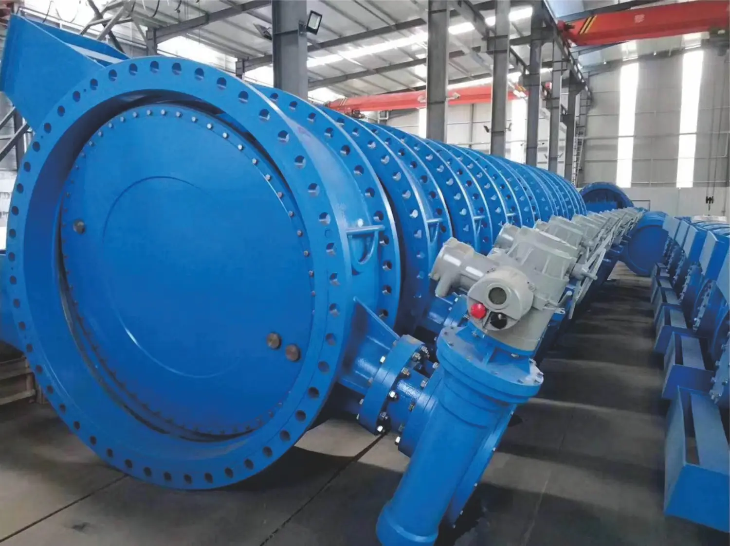 large blue industrial butterfly valves