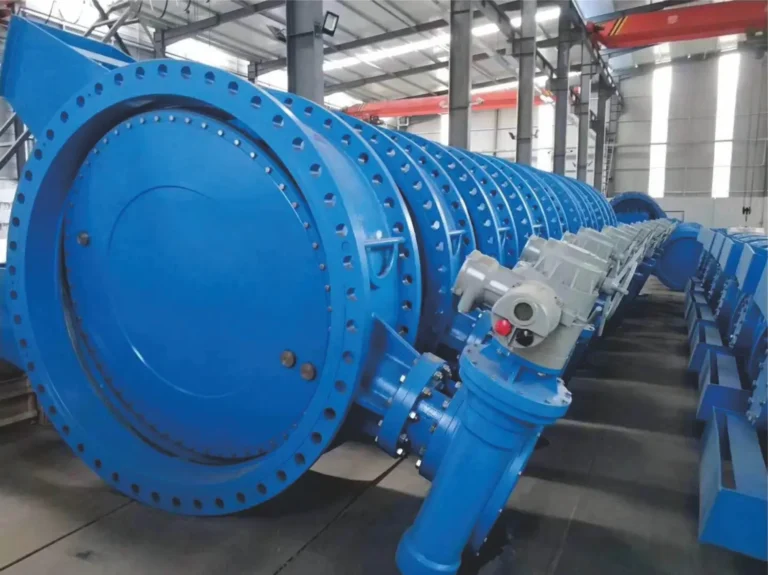 large blue industrial butterfly valves