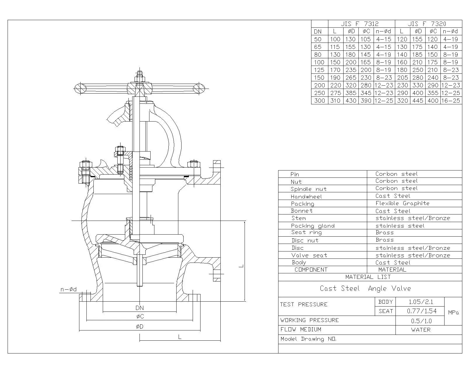 marine cast steel angle valve