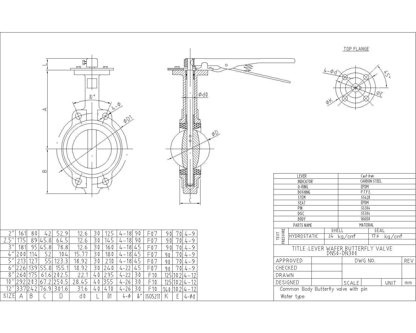 wafer butterfly valve drawing 1