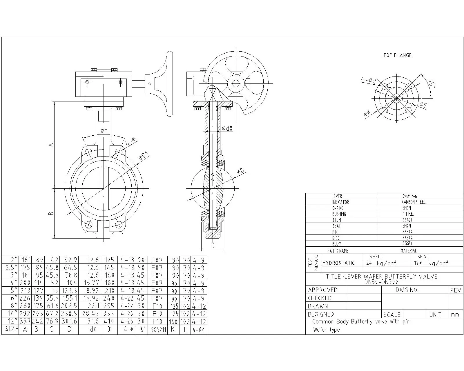 wafer butterfly valve drawing 2