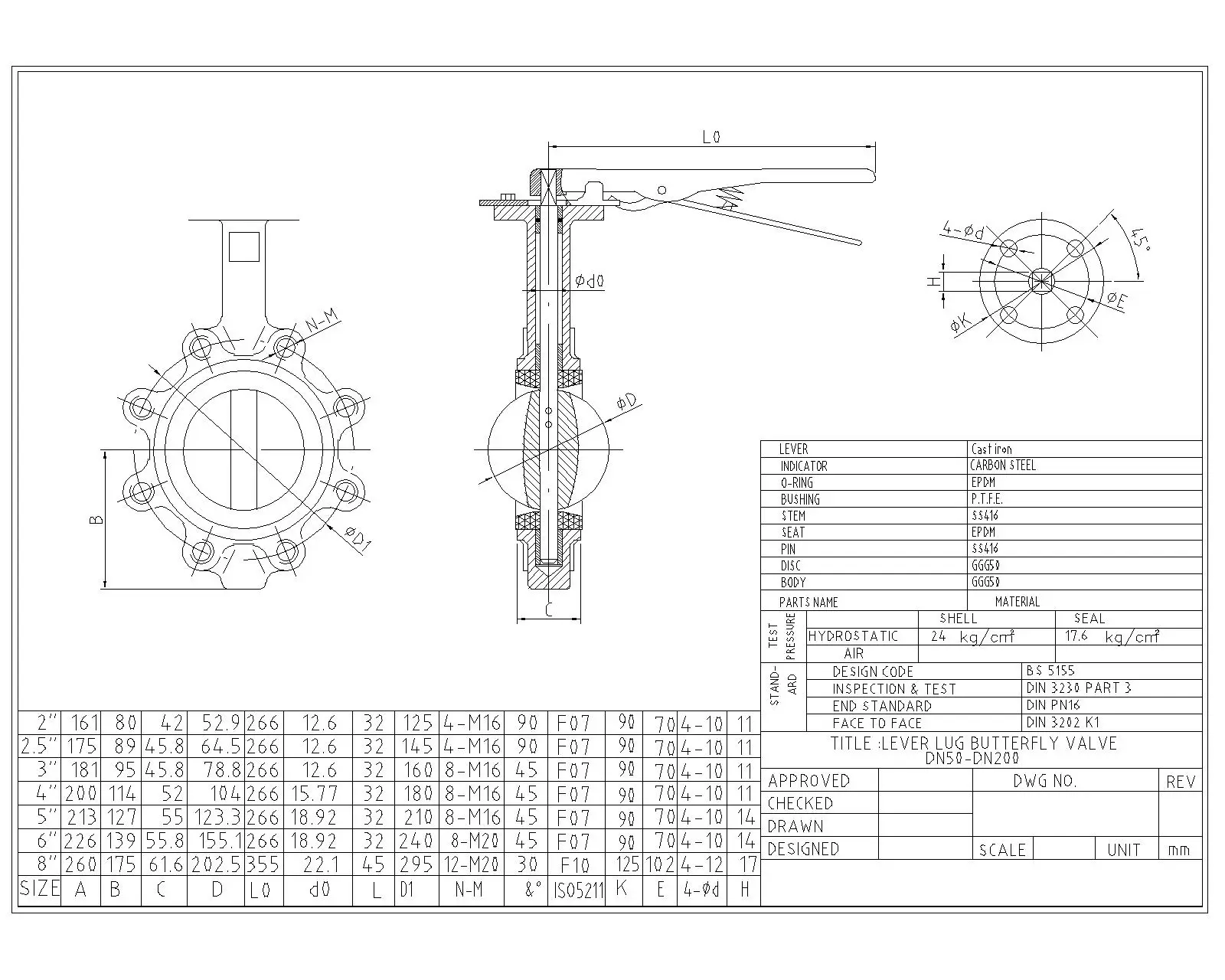 wafer butterfly valve drawing 3
